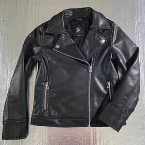 Girls Art Class Black Faux Leather Moto Biker Jacket Girls Size L (10/12)